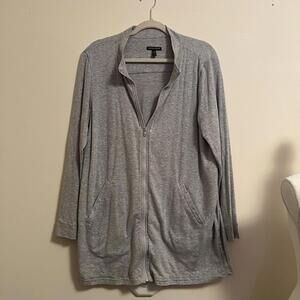 Eileen Fisher Gray Full Zip Jacket Slouchy Cozy Lyocell Heather Grey SZ Large